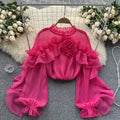 Wholesale Women's Vacation Solid Color Long Sleeve Blouses - front view