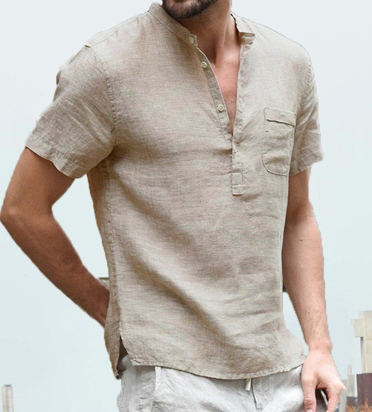 Wholesale Men's Polyester Casual Solid Color Short Sleeve Men's T-shirt - view 3