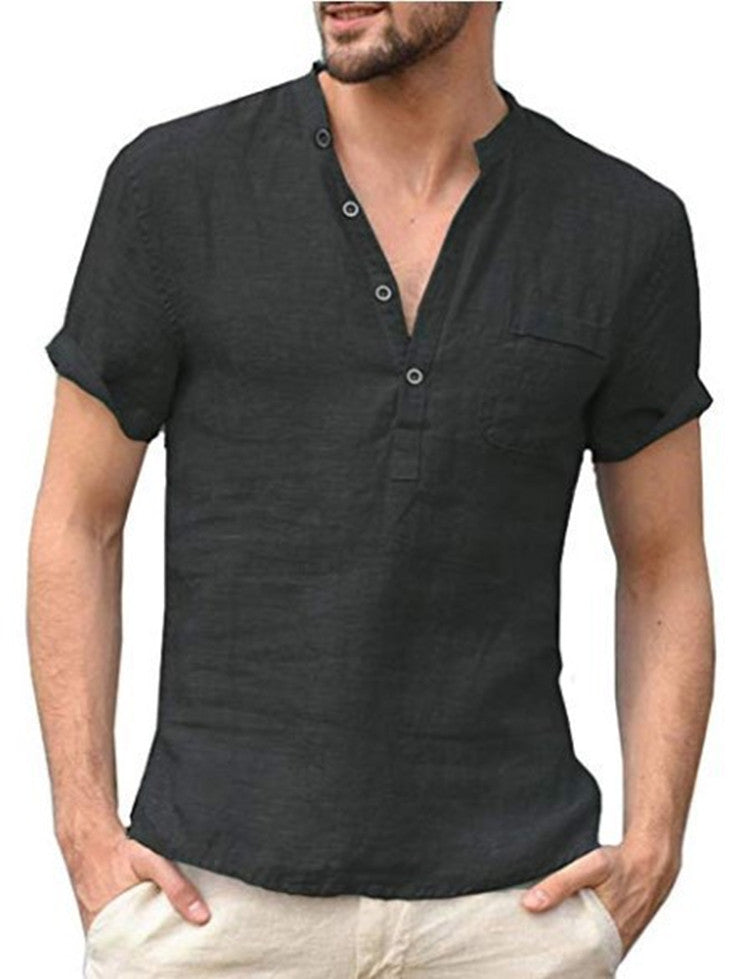 Wholesale Men's Polyester Casual Solid Color Short Sleeve Men's T-shirt - view 4
