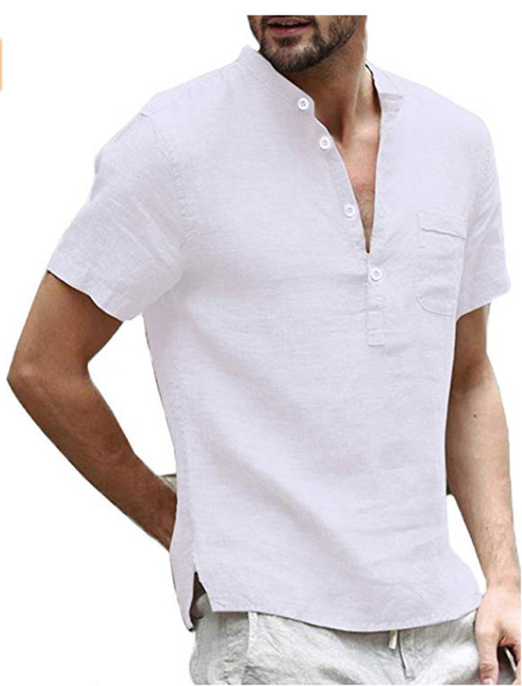 Wholesale Men's Polyester Casual Solid Color Short Sleeve Men's T-shirt - view 5