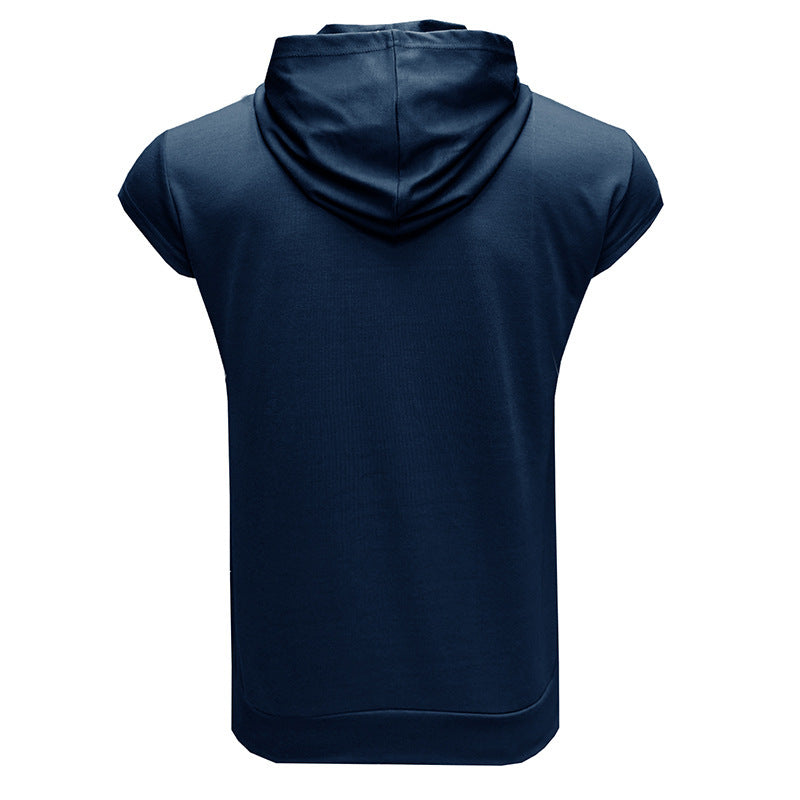 Wholesale Men's Simple Style Solid Color Sleeveless Men's Hoodies - view 4