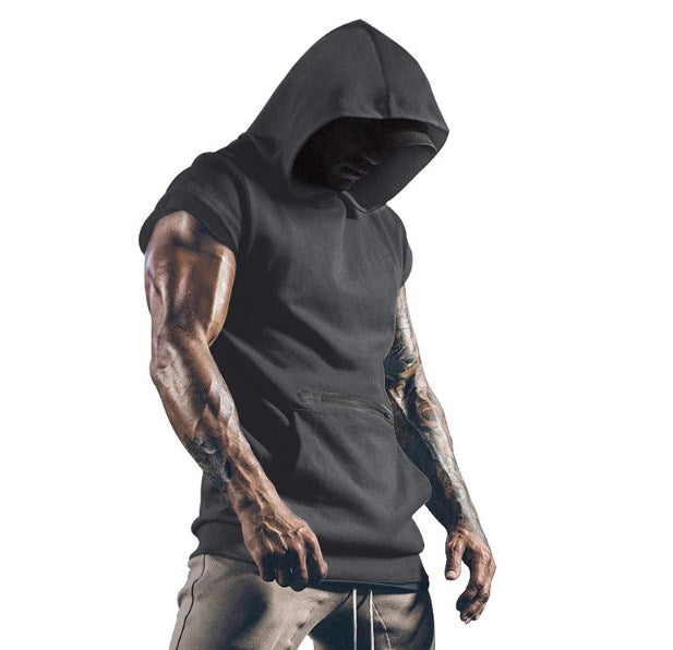 Wholesale Men's Simple Style Solid Color Sleeveless Men's Hoodies - view 2