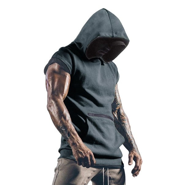 Wholesale Men's Simple Style Solid Color Sleeveless Men's Hoodies - view 3