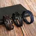 Fashion Geometric Gem Artificial Leather Metal Patchwork Men's Bracelets - front view