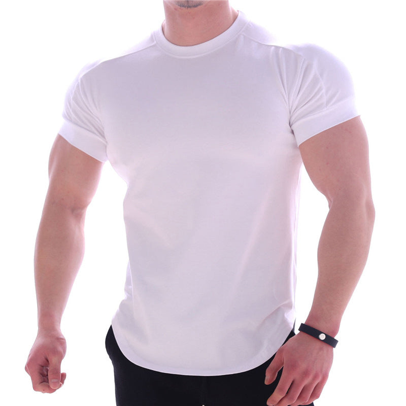 Men's Solid Color Sports Round Neck Men's T-shirt - front view
