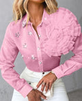 Wholesale Women's Elegant Flower Long Sleeve Blouses - front view