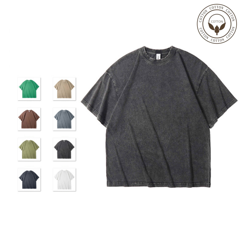 Men's T-shirt Short Sleeve T-shirts Washed Casual Solid Color - front view