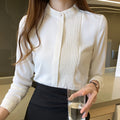 Wholesale Women's Elegant Solid Color Long Sleeve Blouses - front view