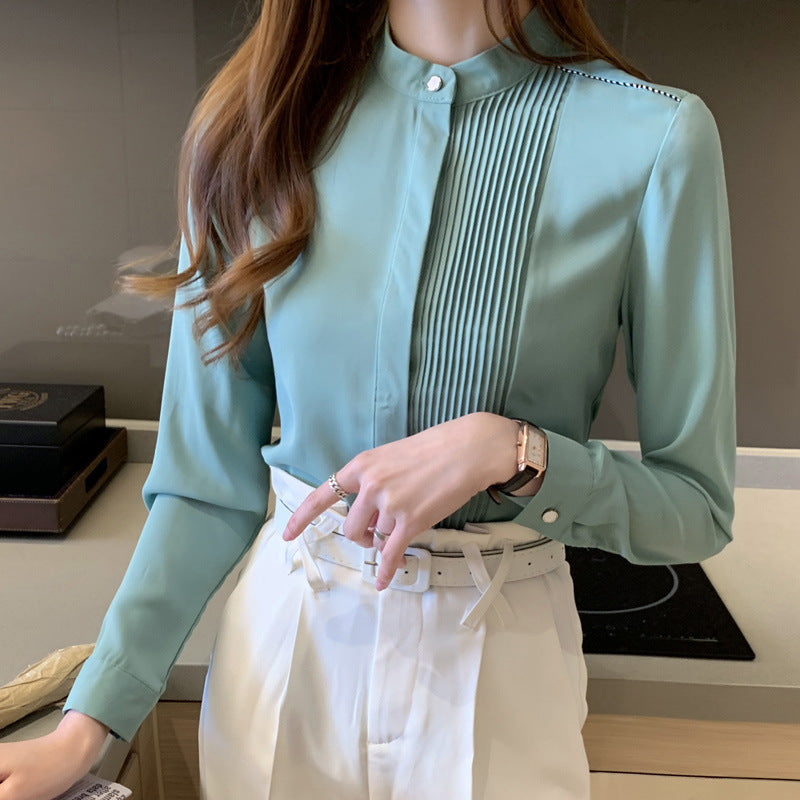 Wholesale Women's Elegant Solid Color Long Sleeve Blouses - view 3