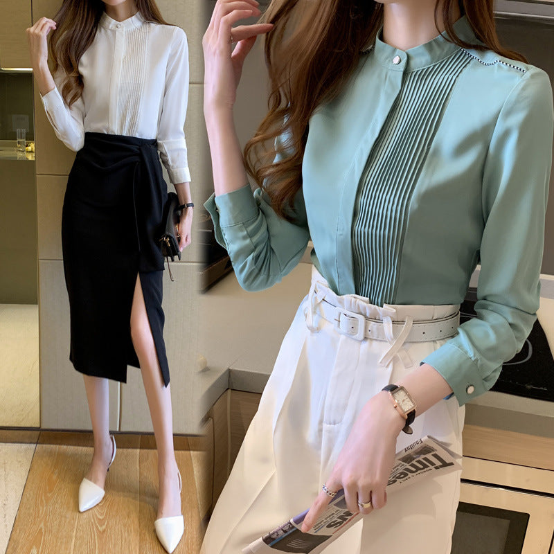 Wholesale Women's Elegant Solid Color Long Sleeve Blouses - view 4