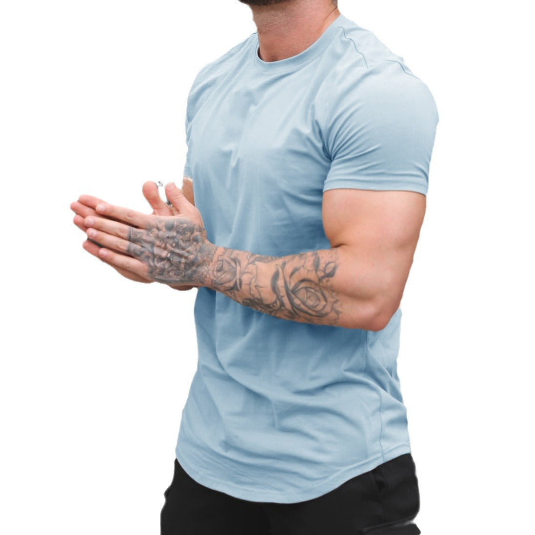 Men's Solid Color Sports Round Neck Men's T-shirt - view 5