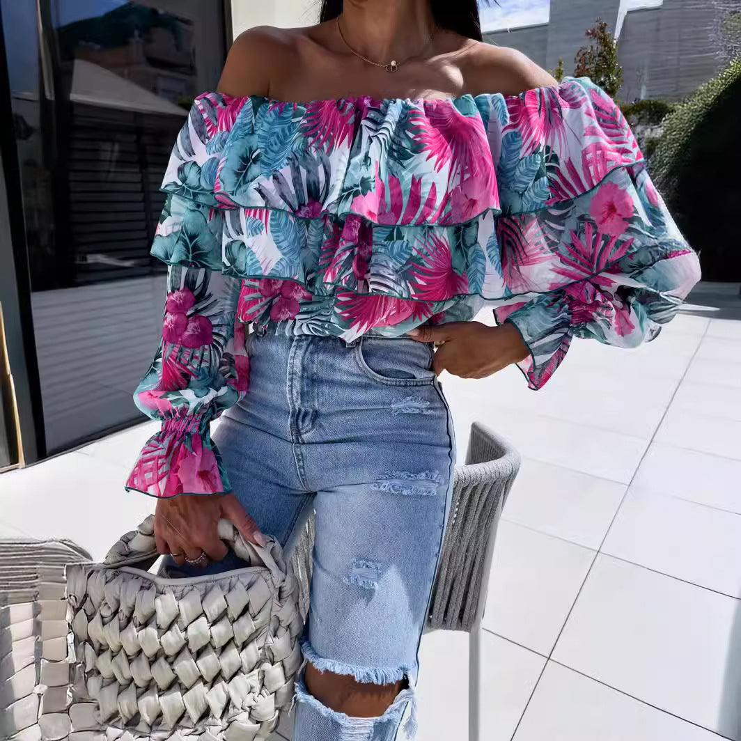Wholesale Women's Vacation Printing Long Sleeve Blouses - view 5