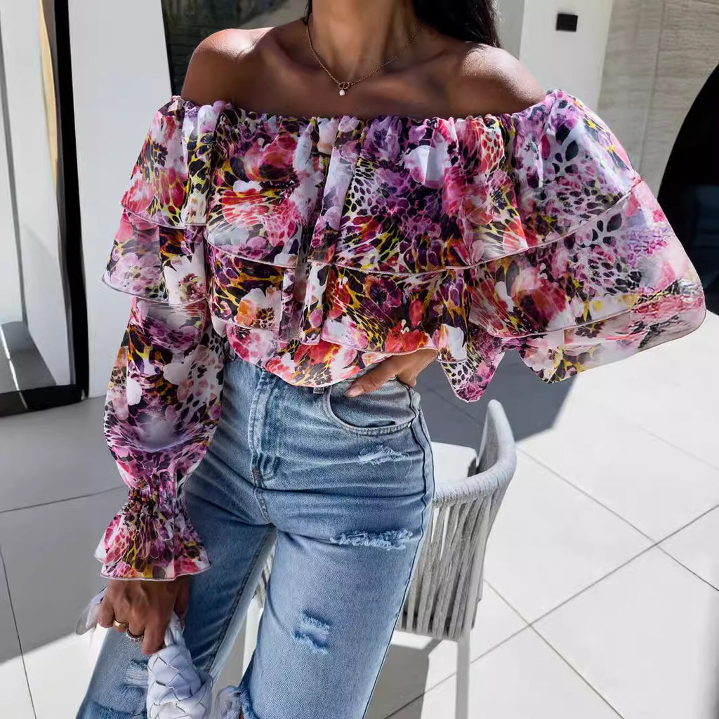 Wholesale Women's Vacation Printing Long Sleeve Blouses - view 3