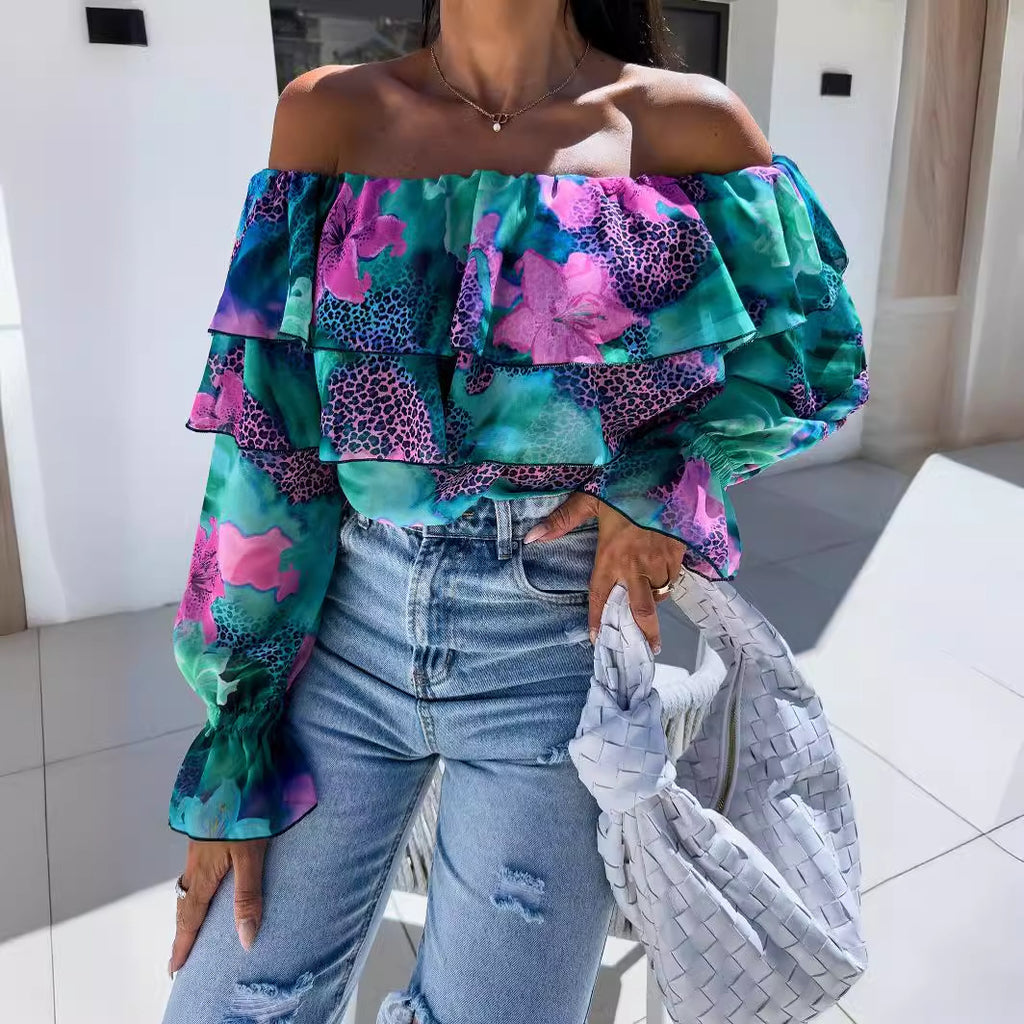 Wholesale Women's Vacation Printing Long Sleeve Blouses - view 4