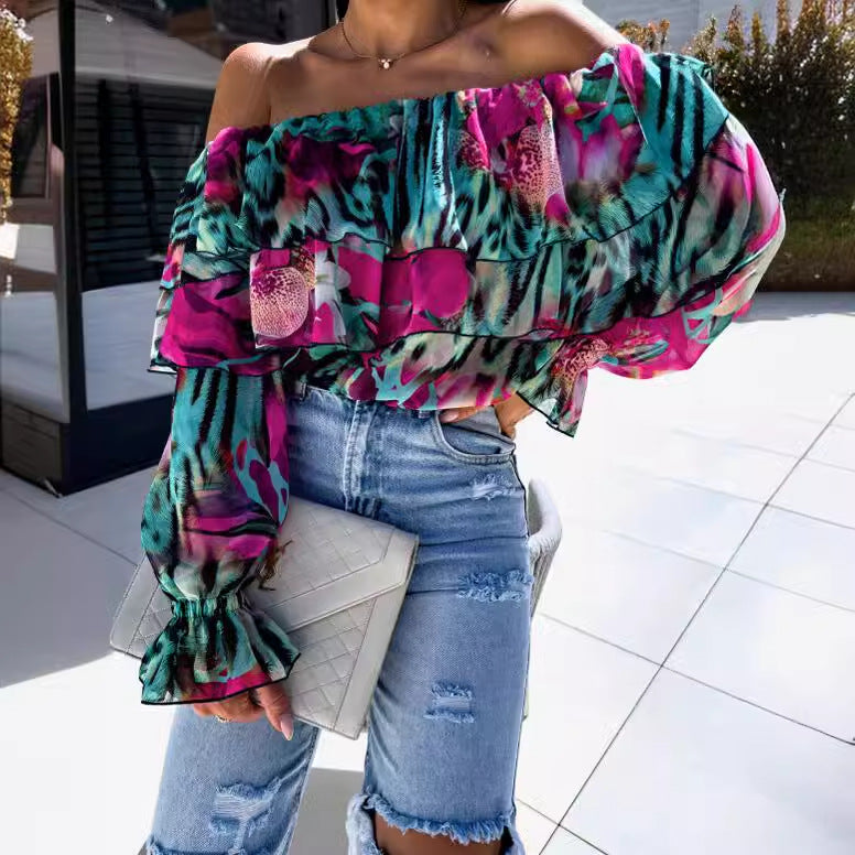 Wholesale Women's Vacation Printing Long Sleeve Blouses - view 2