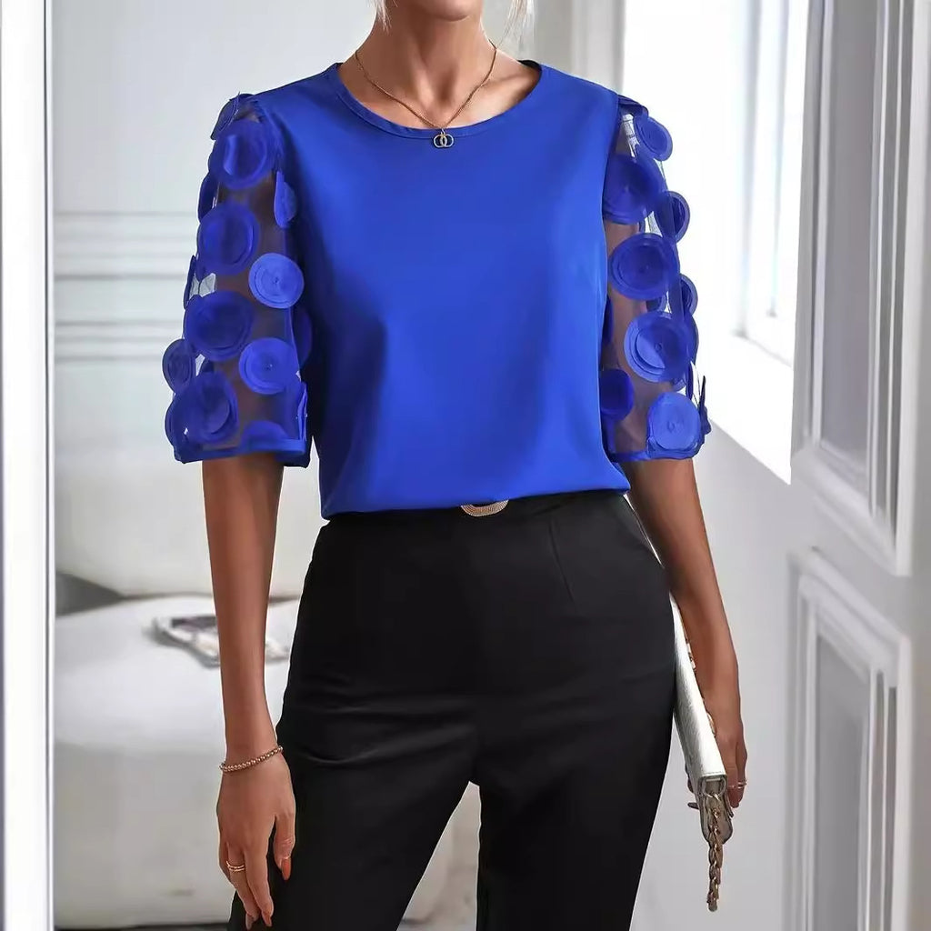 Wholesale Women's Streetwear Solid Color Short Sleeve Blouses - view 2