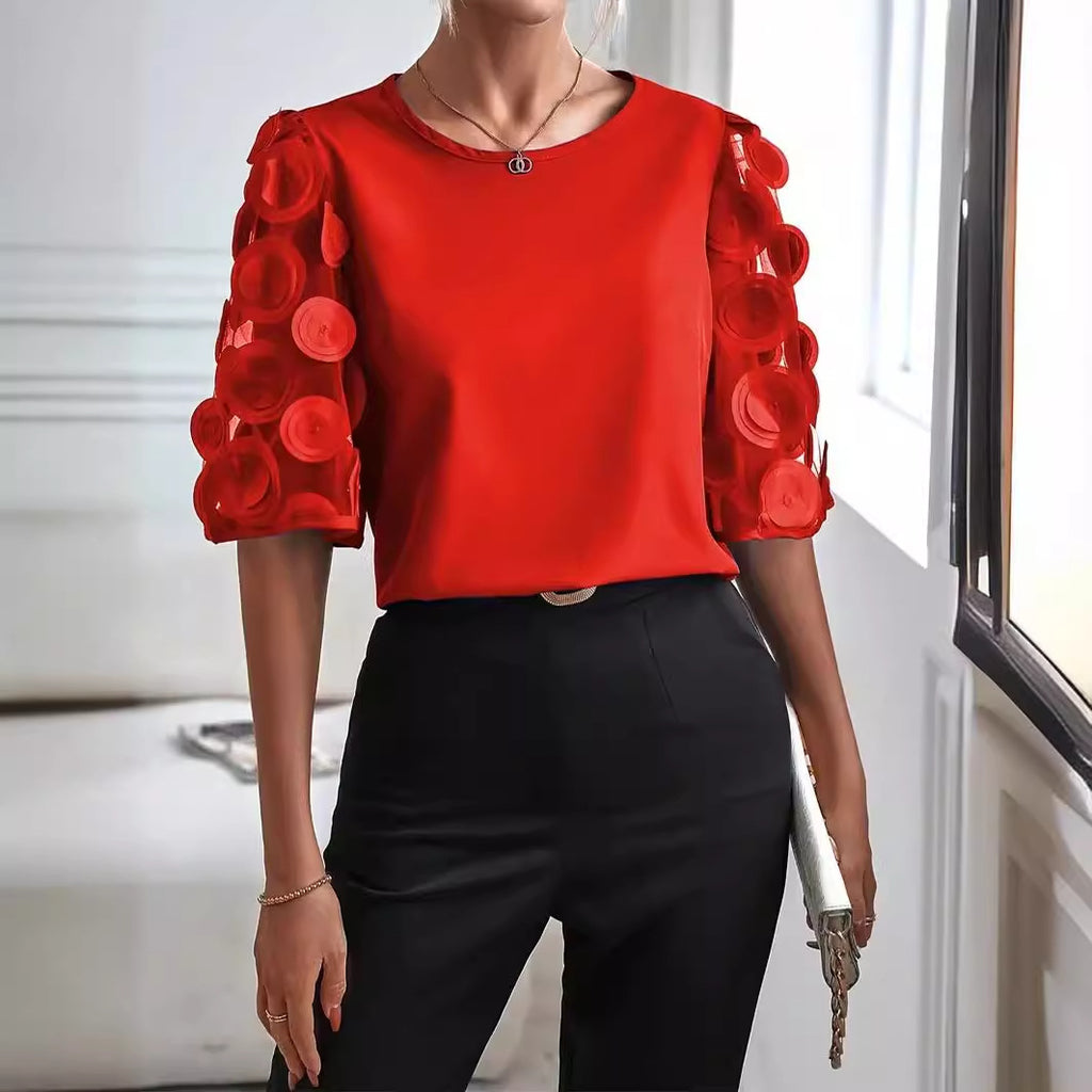 Wholesale Women's Streetwear Solid Color Short Sleeve Blouses - view 3