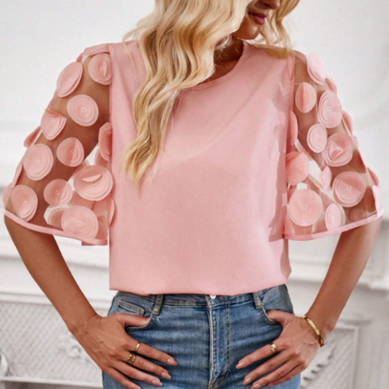 Wholesale Women's Streetwear Solid Color Short Sleeve Blouses - view 4