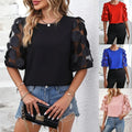 Wholesale Women's Streetwear Solid Color Short Sleeve Blouses - front view