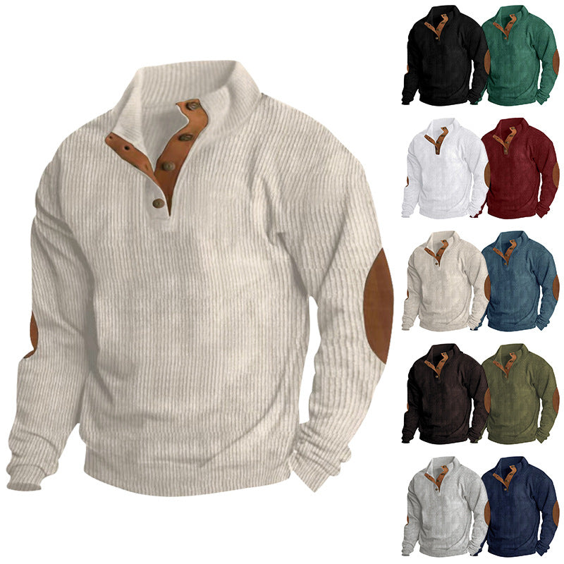Wholesale Men's Simple Style Stripe Solid Color Long Sleeve Men's Hoodies - front view