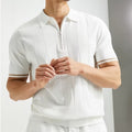 Men's Stripe Simple Style Turndown Short Sleeve Loose Men's T-shirt - front view