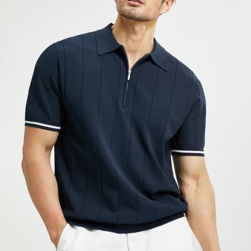 Men's Stripe Simple Style Turndown Short Sleeve Loose Men's T-shirt - view 5