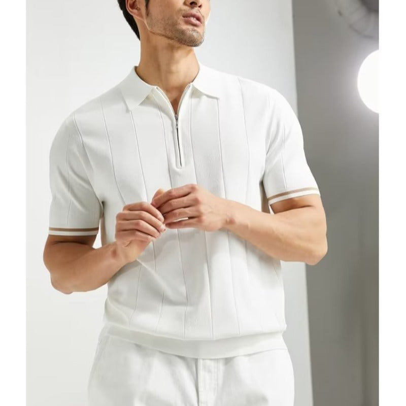 Men's Stripe Simple Style Turndown Short Sleeve Loose Men's T-shirt - view 2