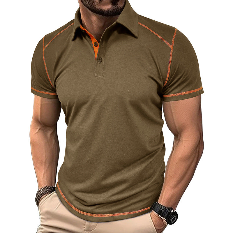 Men's Color Block Casual Turndown Short Sleeve Slim Men's T-shirt - view 5