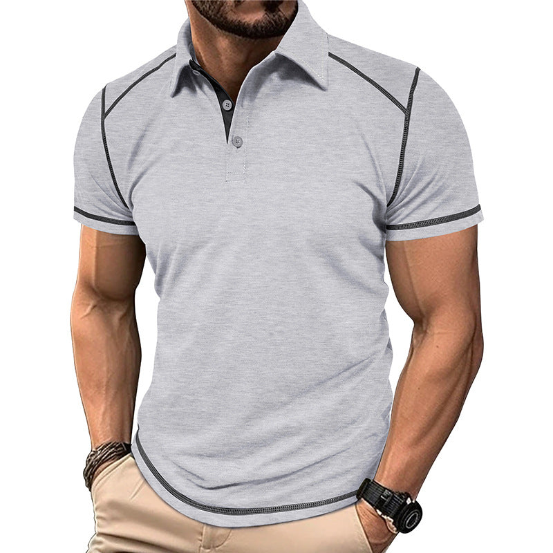 Men's Color Block Casual Turndown Short Sleeve Slim Men's T-shirt - view 4