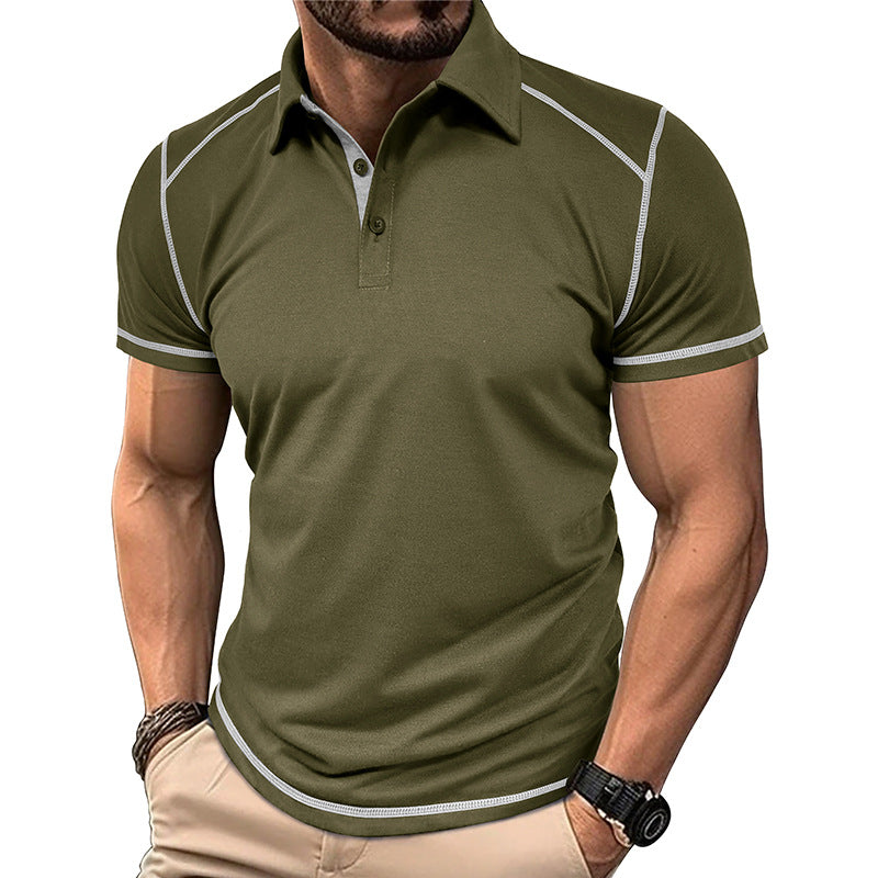 Men's Color Block Casual Turndown Short Sleeve Slim Men's T-shirt - view 2