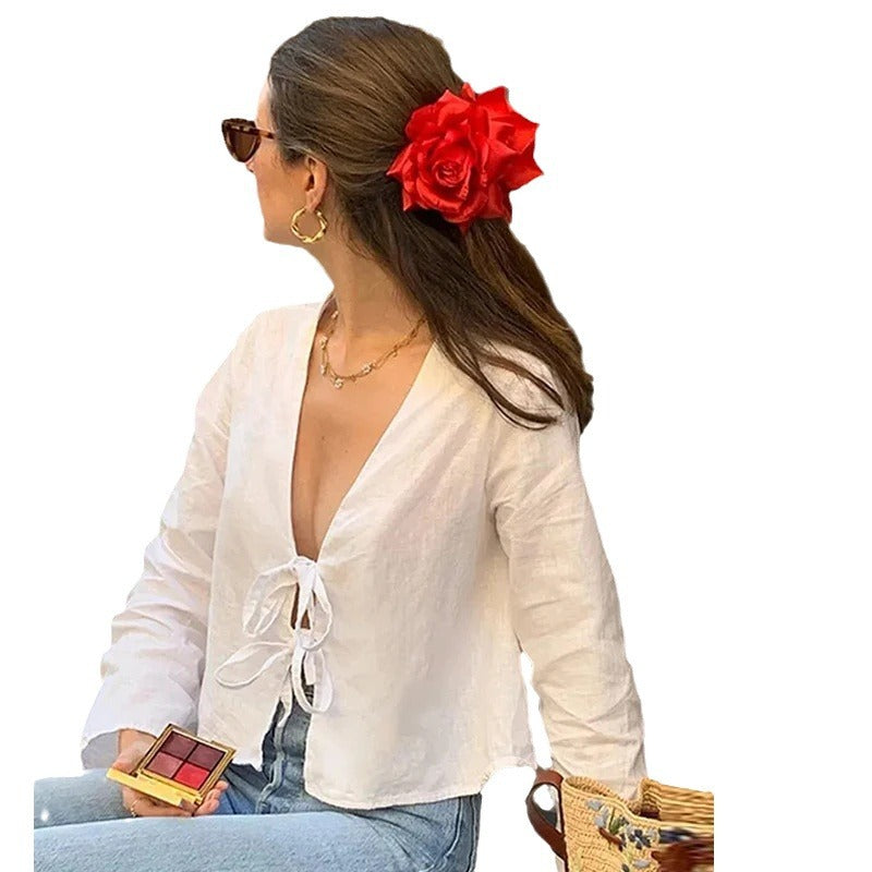 Wholesale Women's Casual Solid Color Long Sleeve Blouses - view 5