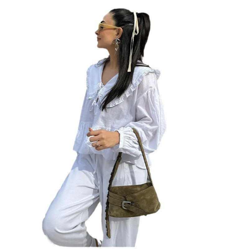 Wholesale Women's Streetwear Solid Color Long Sleeve Blouses - view 3