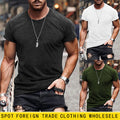 Men's Solid Color Streetwear Round Neck Short Sleeve Loose Men's T-shirt - front view