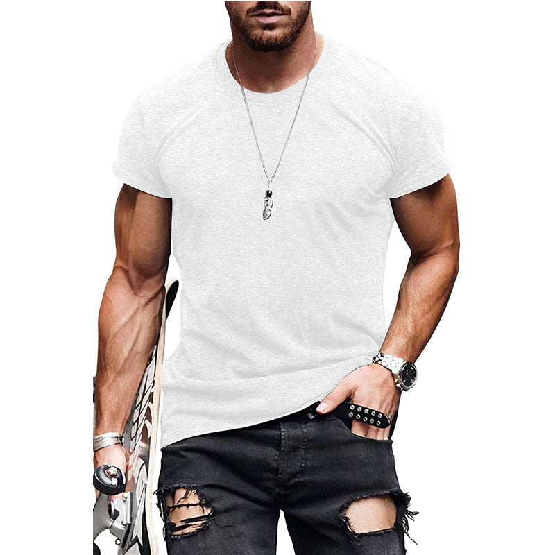 Men's Solid Color Streetwear Round Neck Short Sleeve Loose Men's T-shirt - view 4