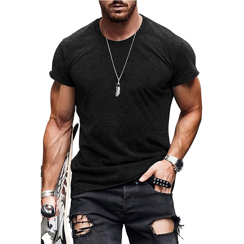Men's Solid Color Streetwear Round Neck Short Sleeve Loose Men's T-shirt - view 3