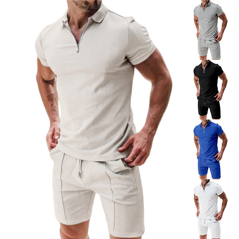 Men's Solid Color Casual Round Neck Short Sleeve Slim Men's T-shirt - front view