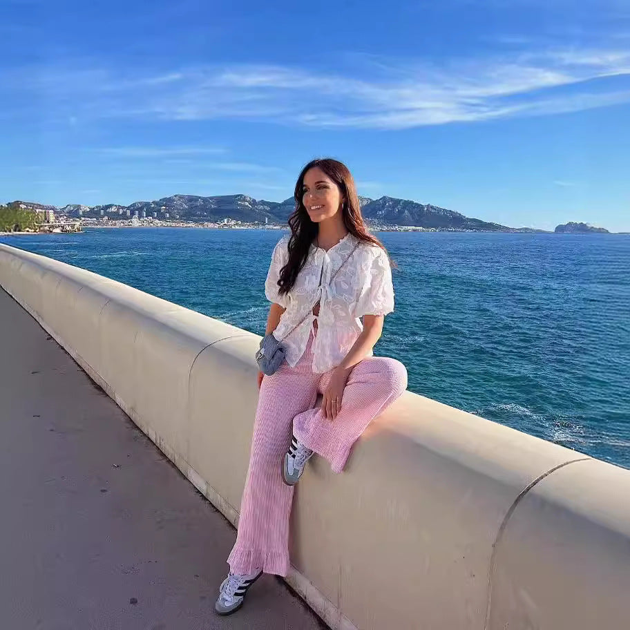 Wholesale Women's Casual Vacation Flower Long Sleeve Blouses - view 4