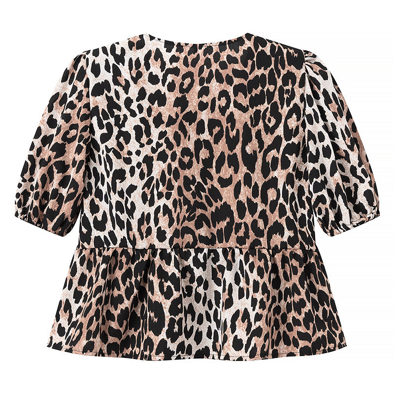 Wholesale Women's Sexy Streetwear Leopard Short Sleeve Printing Blouses - view 3