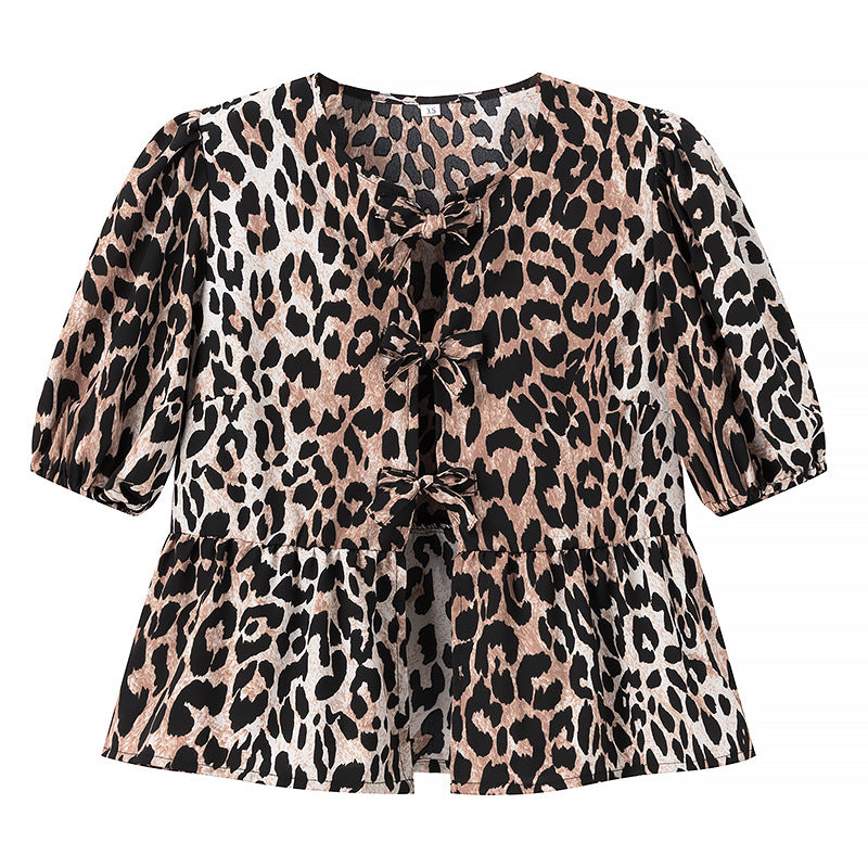 Wholesale Women's Sexy Streetwear Leopard Short Sleeve Printing Blouses - view 5