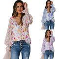 Wholesale Women's Elegant Streetwear Ditsy Floral Long Sleeve Printing Blouses - front view