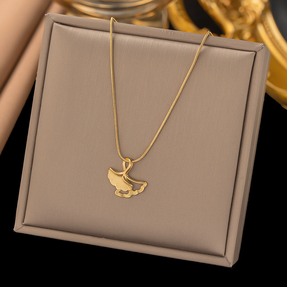 Real Gold Plated 304 Stainless Steel Ion Plating (IP) Stone-Free Starfish Heart Shape Bow Knot Waterproof Non Tarnish Sweet Simple Style Cable Chain Snake Chain Pendant Necklace For Women's -