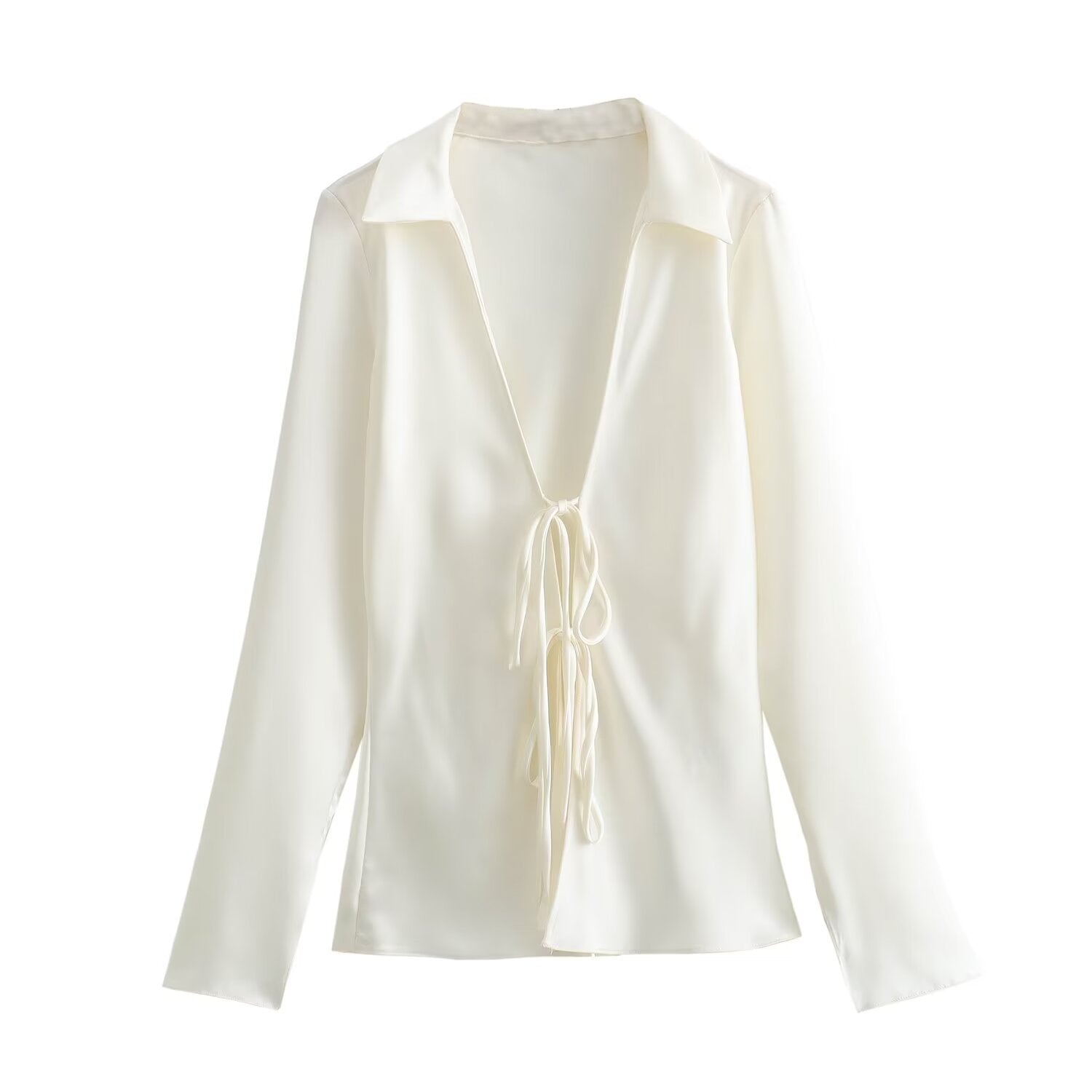 Wholesale Women's Sexy Streetwear Solid Color Long Sleeve Knot Blouses - view 3