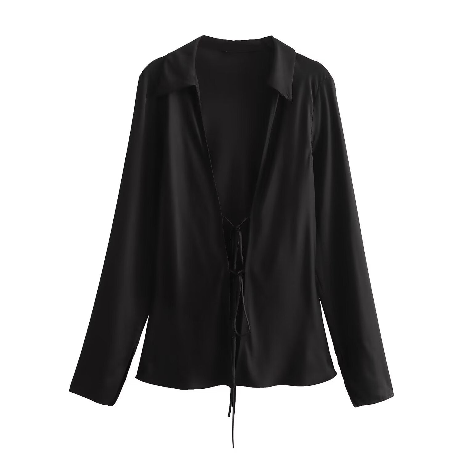 Wholesale Women's Sexy Streetwear Solid Color Long Sleeve Knot Blouses - view 2