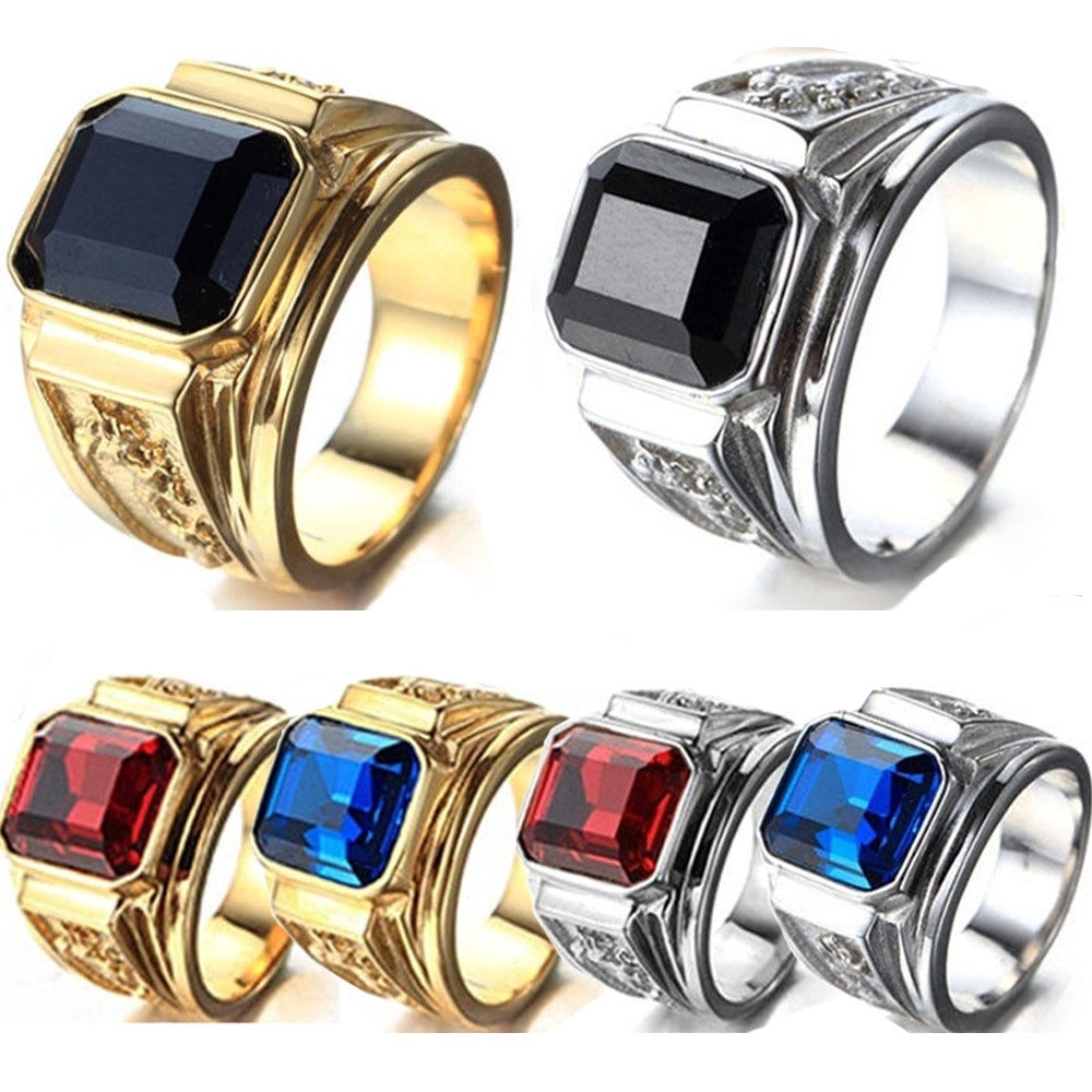 Hip-Hop Square Alloy Men's Rings - front view