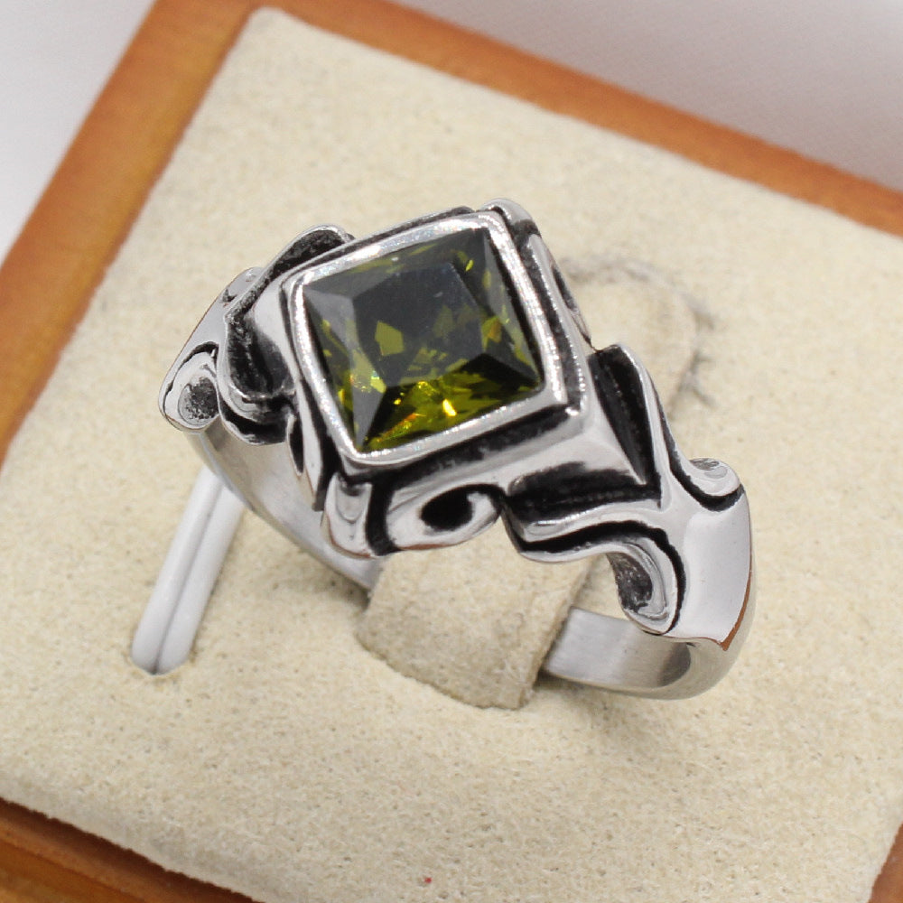 Retro Rhombus Titanium Steel Men's Rings - view 2