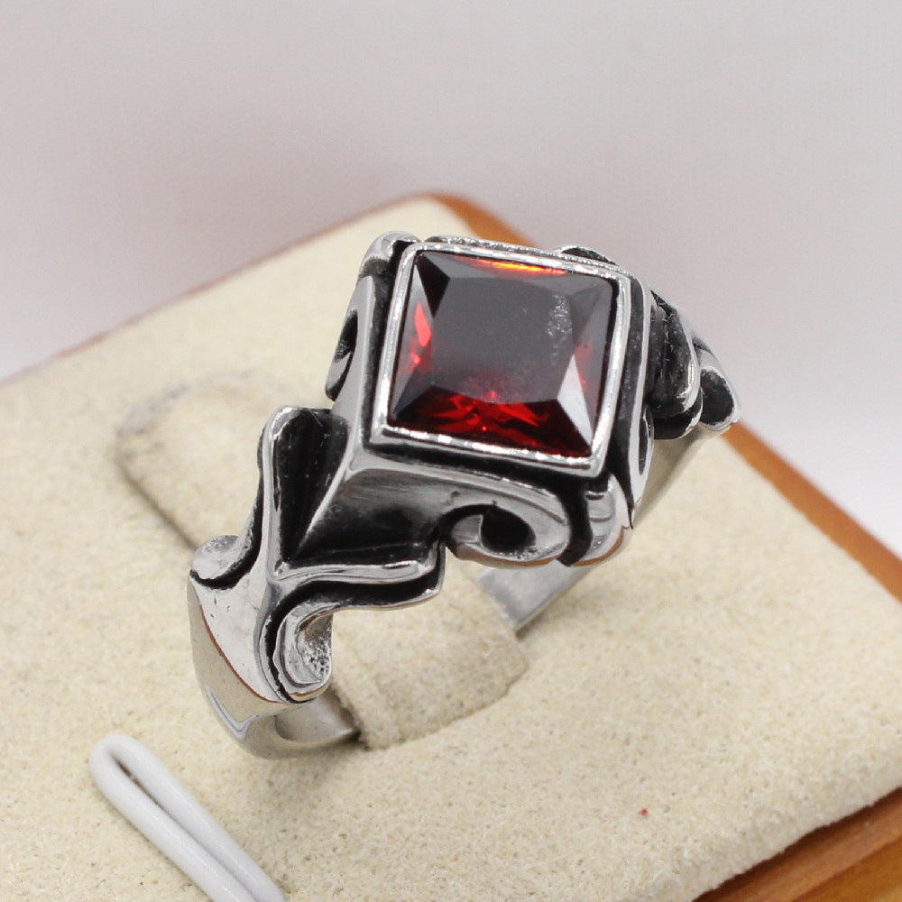Retro Rhombus Titanium Steel Men's Rings - view 4