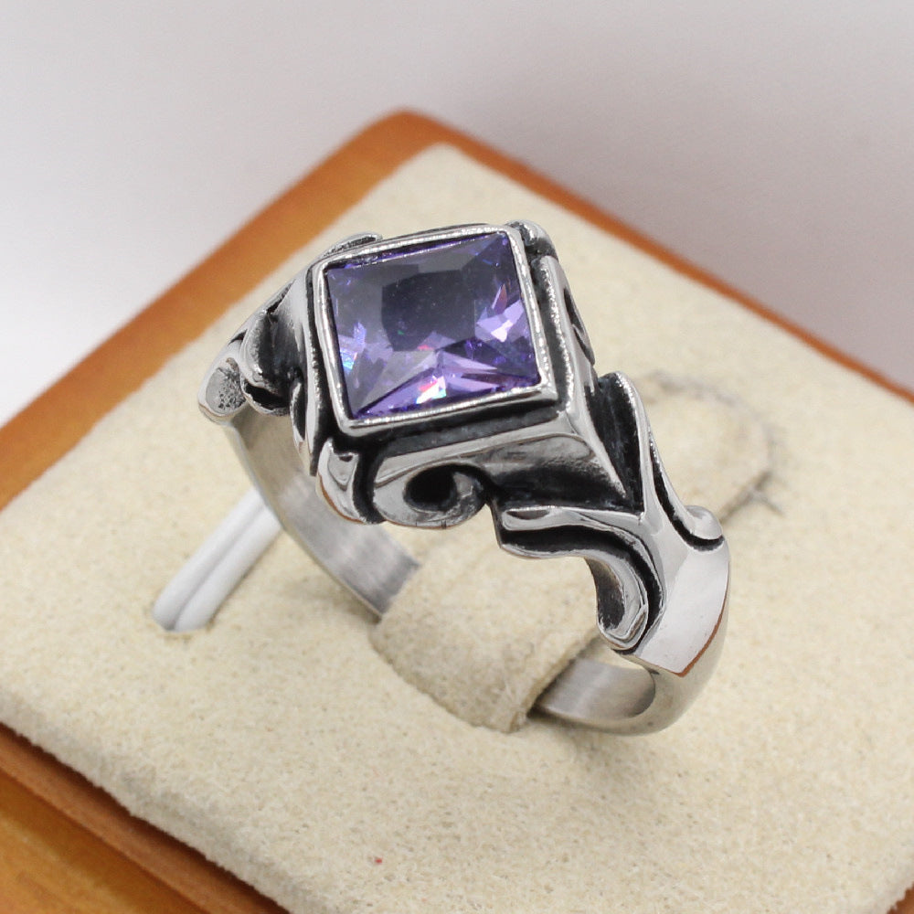 Retro Rhombus Titanium Steel Men's Rings - view 5