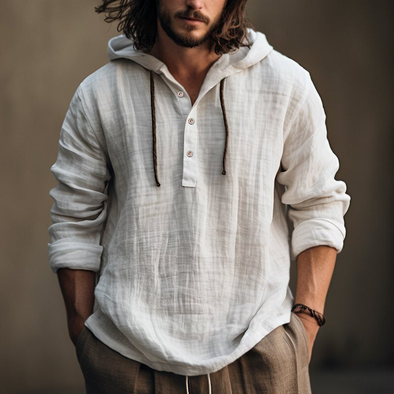 Wholesale Men's Streetwear Solid Color Long Sleeve Men's Hoodies - front view