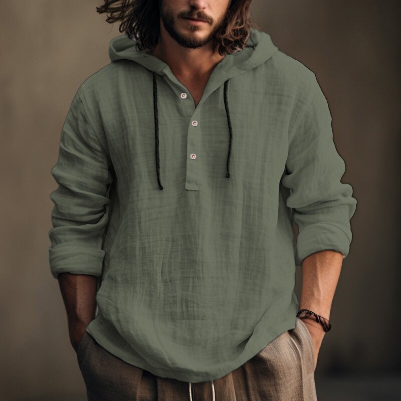 Wholesale Men's Streetwear Solid Color Long Sleeve Men's Hoodies - view 3