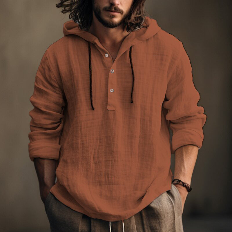 Wholesale Men's Streetwear Solid Color Long Sleeve Men's Hoodies - view 4